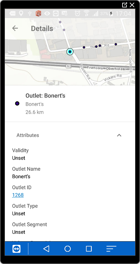 No hyperlink is avialable on the field map from Android version of Workforce